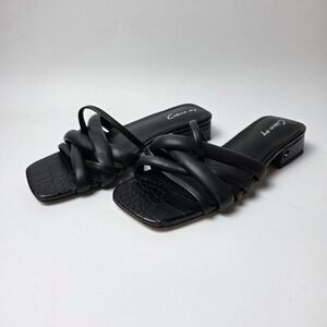 Woman's Circus NY by Sam Edelman Black Croc Sandals Size 6 Scuffs See Pics #0387